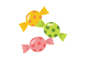 丸くてカラフルなキャンディーのイラスト
