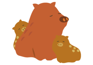 イノシシの親子のイラスト