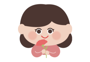 カーネーションを持つお母さんのイラスト