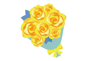 黄色いバラの花束のイラスト