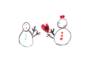 ラクガキタッチの雪だるまのイラスト