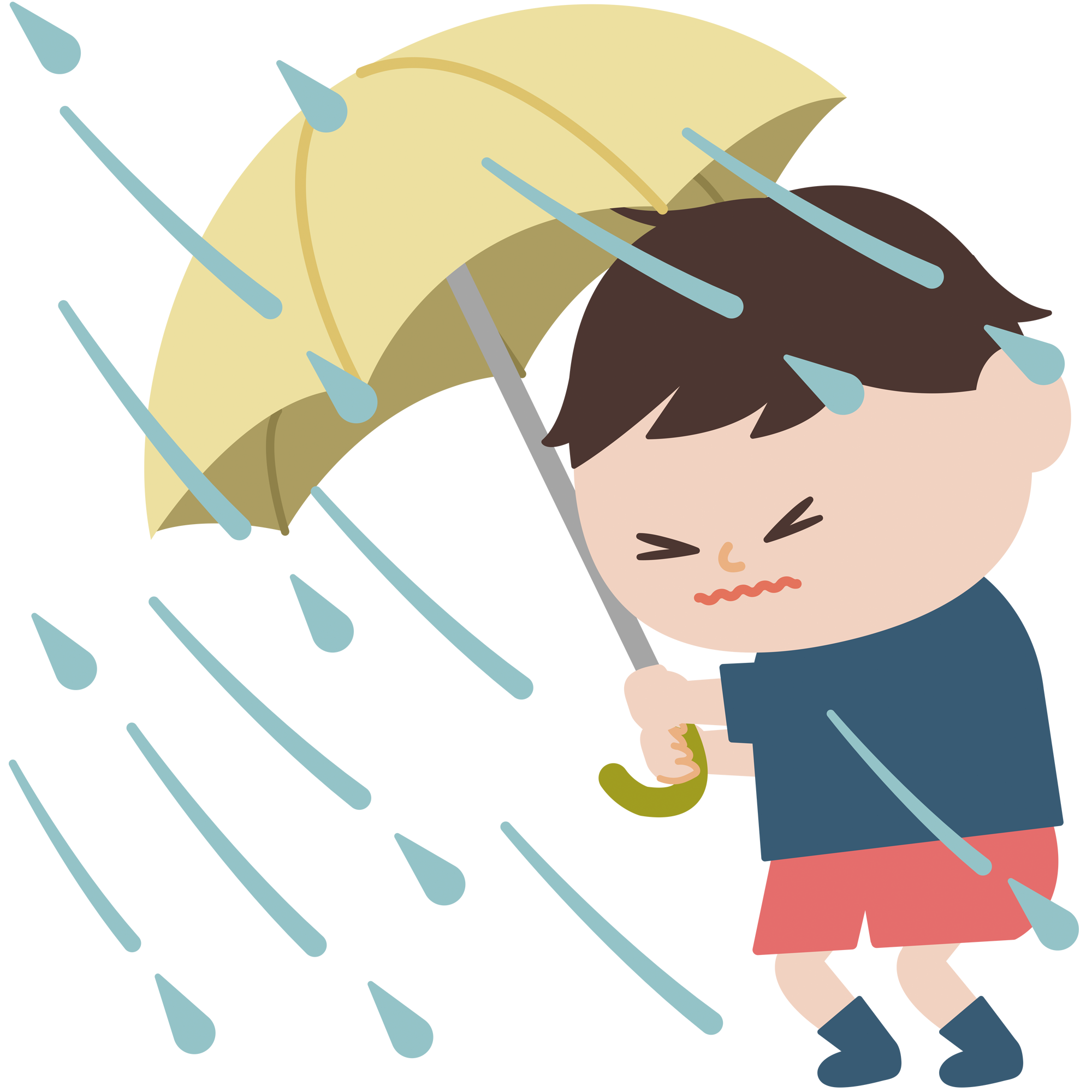 大雨の日に傘を差す男の子のイラスト イラスト素材館