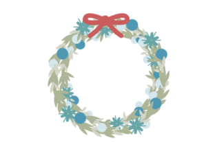 リボンの付いたクリスマスリースのイラスト