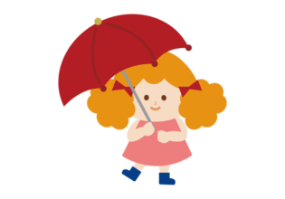 大きな傘を持つ女の子