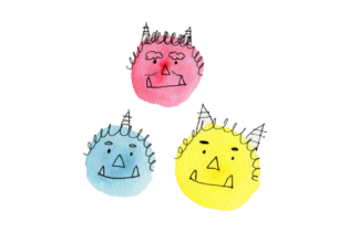 三色の鬼のイラスト