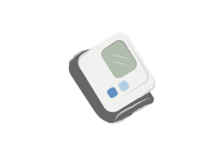 折りたたまれたカフと血圧計のイラスト