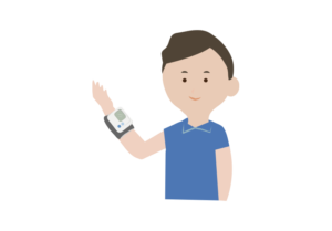 血圧測定する男性のイラスト