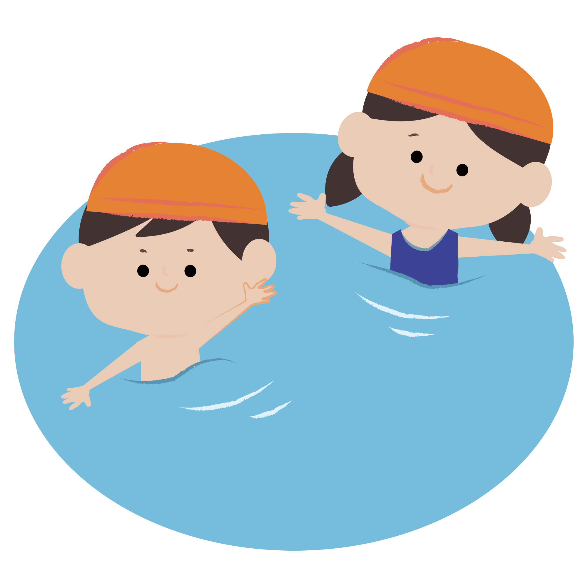 プールで泳ぐ男の子と女の子のイラスト イラスト素材館