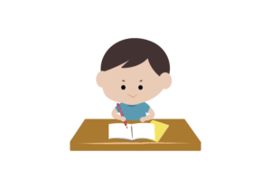 宿題をする男の子のイラスト