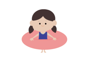 浮輪と女の子のイラスト