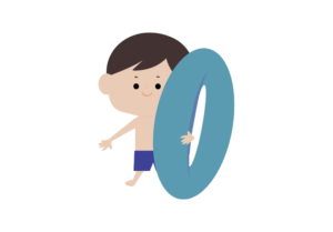 浮輪を持った男の子のイラスト