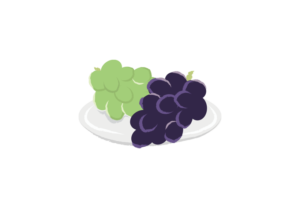 お皿に盛られたぶどうのイラスト
