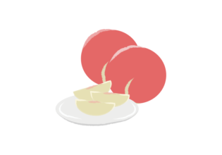 丸ごと桃とカットされた桃