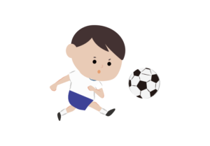 サッカーボールを蹴る男の子