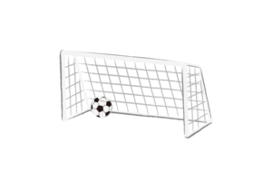 ゴールに入ったサッカーボール