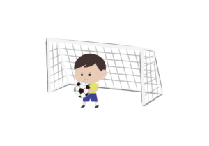 ゴールキーパーをする男の子