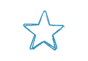 線画で描いた青い星