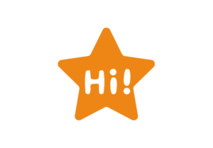 Hi！の文字が描かれた星