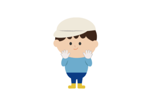 手袋をはめた男の子