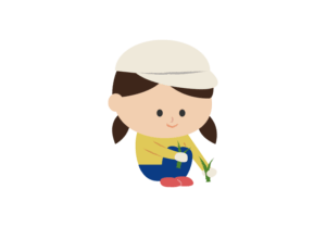 草むしりをする女の子