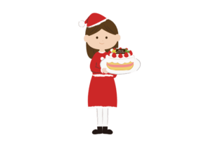 ケーキを持つ女性のイラスト