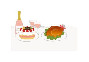 クリスマスディナーのイラスト