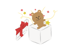 クマのぬいぐるみとプレゼント箱