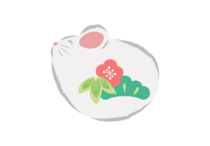 丸いネズミとお正月飾り