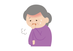 咳をする年配女性のイラスト
