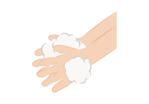 ハンドソープで手洗いするイラスト