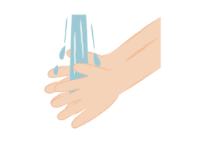 手を水洗いする様子のイラスト