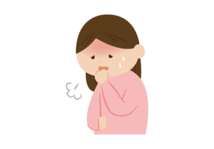 咳をする女性のイラスト