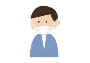 間違ったマスクのつけかたをしている男性