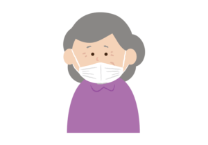 着用方法を間違っているマスク姿の高齢女性