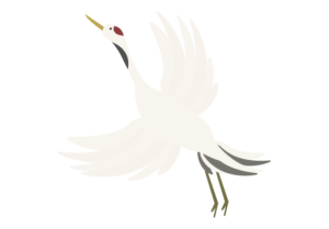 羽を広げたツルのイラスト