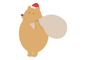 プレゼント袋を持ったクマ