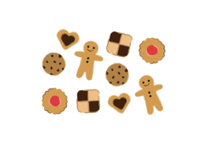 色んなクッキーを並べたイラスト