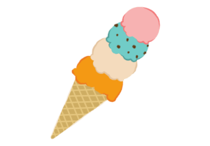 4段重ねのアイスクリームのイラスト
