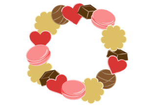お菓子で作ったバレンタインのリース