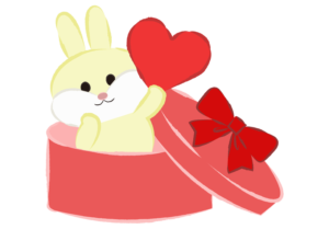 ウサギとハートチョコのバレンタインイラスト