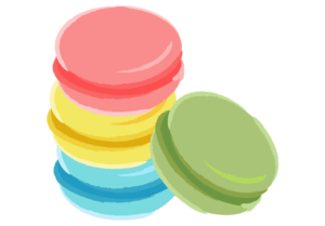 積み重ねたカラフルなマカロン