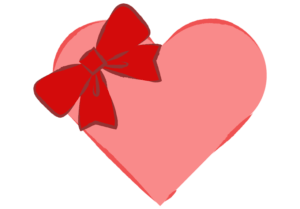 リボン付きの大きなハートマーク