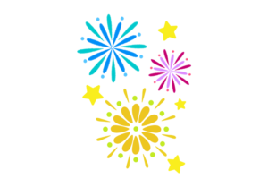 三色のきれいな花火のイラスト