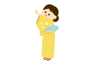 指をさす浴衣姿の女の子