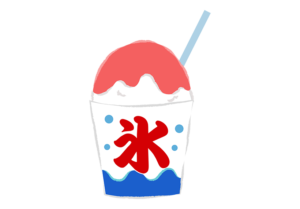 いちご味のかき氷のイラスト