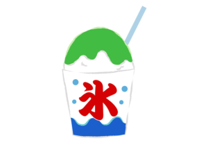 メロン味のかき氷のイラスト
