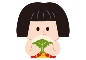 柏餅を食べる金太郎のイラスト
