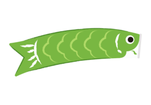 緑色の鯉のぼりのイラスト