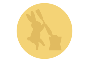 満月と餅つきウサギのシルエット