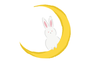 三日月とウサギのイラスト